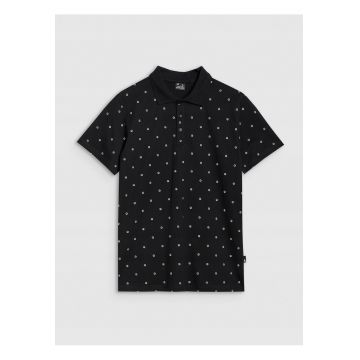 Tricou polo pentru barbati  croiala obisnuita - bumbac 100% - negru