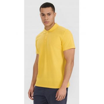 Tricou polo  pentru barbati - galben - bumbac - grosime material 200 g/m - tesatura tricot pique