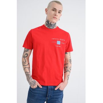 Tricou regular fit cu imprimeu logo pe piept Tricou regular fit cu imprimeu logo pe piept
