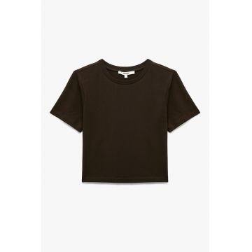 Tricou slim fit cu decolteu la baza gatului Tricou slim fit cu decolteu la baza gatului