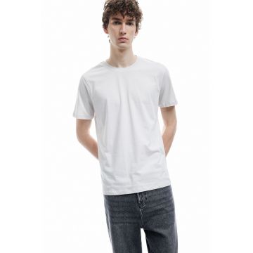 Tricou uni cu decolteu la baza gatului