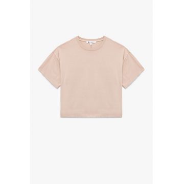 Tricou uni din bumbac cu decolteu la baza gatului Tricou uni din bumbac cu decolteu la baza gatului