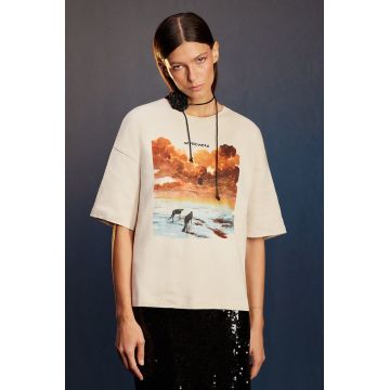 Medicine tricou din bumbac culoarea bej