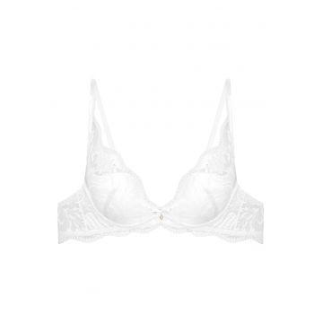 Sutien push-up -  Dantela/Bumbac - Model Kavi - Gri deschis Sutien push-up -  Dantela/Bumbac - Model Kavi - Gri deschis