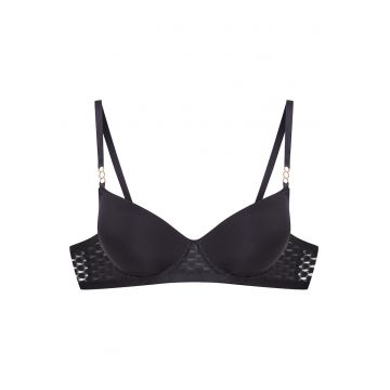 Sutien push-up  Ohara - textil - negru - cupe netede - bretele decorative Sutien push-up  Ohara - textil - negru - cupe netede - bretele decorative