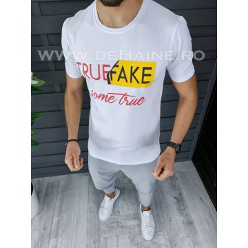 Tricou barbati alb CU MIC DEFECT slim fit ZR DEF1122