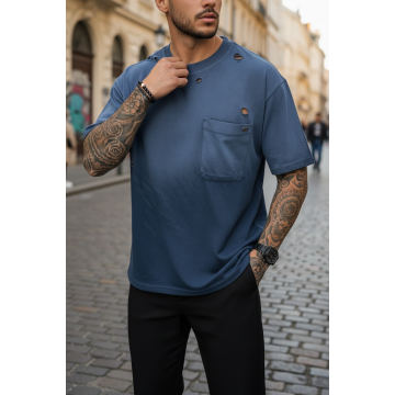 Tricou barbati  bleumarin degrade  oversize  premium Y003