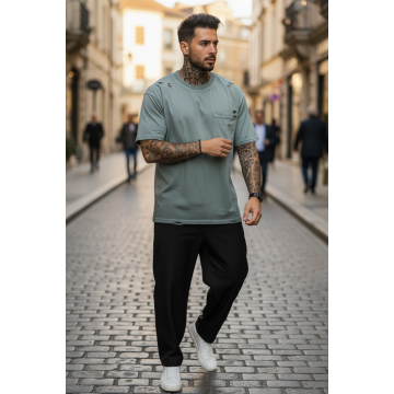 Tricou barbati  gri degrade  oversize  premium Y003