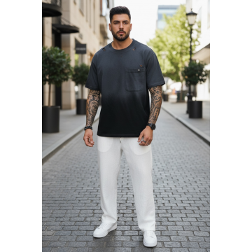 Tricou barbati  negru degrade  oversize  premium Y003