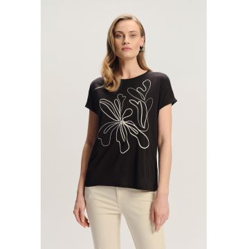 Tricou din bumbac si modal cu maneci pliabile Tricou din bumbac si modal cu maneci pliabile