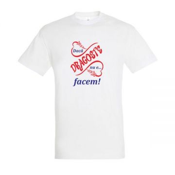 Tricou din bumbac, unisex, L, personalizat, Piksel, Alb, mesaj, Dragoste