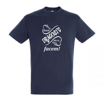 Tricou din bumbac, unisex, XL, personalizat, Piksel, Albastru, mesaj, Dragoste