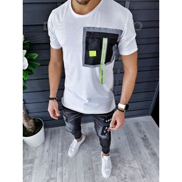 Tricou barbati alb slim fit DEFY120 O1-3.1