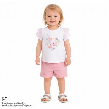 Tricou copii Chicco, Alb cu roz, 01834-70MFCO
