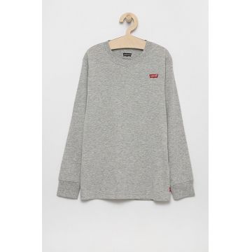 Levi's Longsleeve copii culoarea gri, material neted