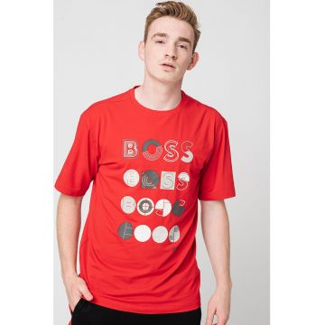 Tricou relaxed fit cu imprimeu logo contrastant