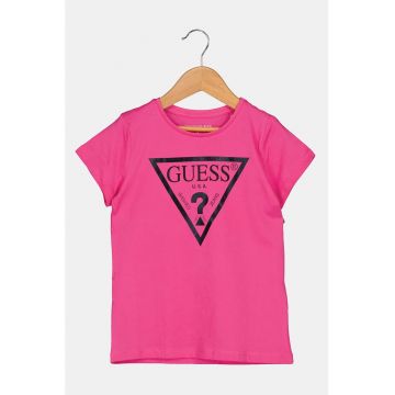 Tricou de bumbac cu imprimeu logo metalizat