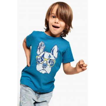 Tricou cu imprimeu si decolteu la baza gatului Spike