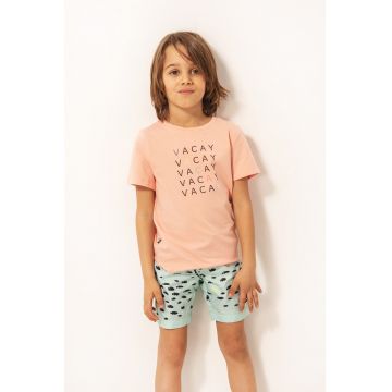 Tricou din amestec de bumbac cu imprimeu text