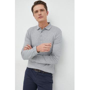BOSS longsleeve din bumbac culoarea gri, neted, 50468392