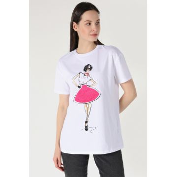 Tricou lejer de bumbac cu imprimeu