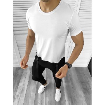 Tricou barbati slim fit alb B1957 N7-4.3