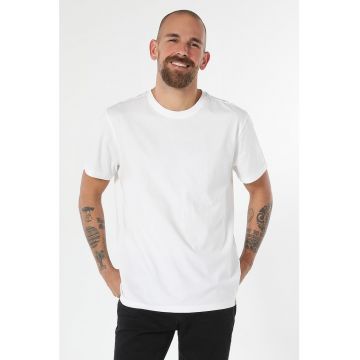 Tricou din bumbac cu decolteu la baza gatului