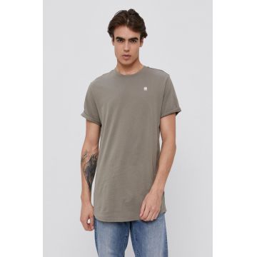 G-Star tricou din bumbac culoarea verde, uni