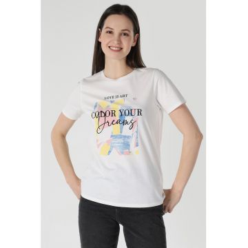 Tricou de bumbac cu broderie