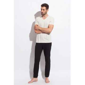 Tricou de casa din amestec de in - cu decolteu in V