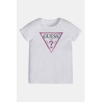 Tricou de bumbac cu imprimeu logo metalizat