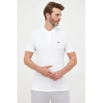 Lacoste polo de bumbac culoarea alb, neted, PH4012