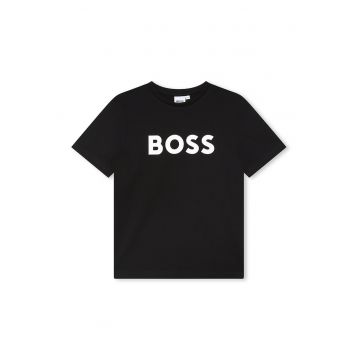 Tricou din bumbac cu imprimeu logo contrastant