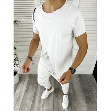 Tricou barbati slim fit alb CU MIC DEFECT DEFB7811