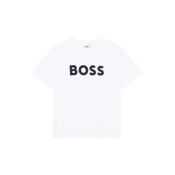 Tricou din bumbac cu imprimeu logo contrastant