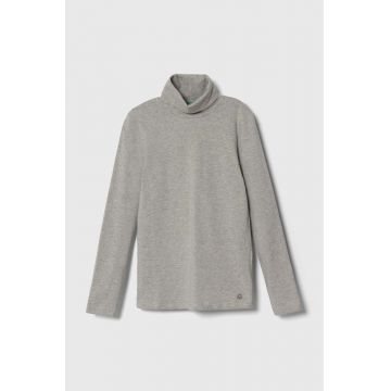 United Colors of Benetton longsleeve copii culoarea gri, neted