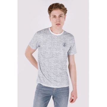 Tricou de bumbac cu decolteu la baza gatului