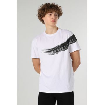 Tricou de bumbac cu decolteu la baza gatului