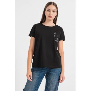 Tricou cu decolteu rotund si logo