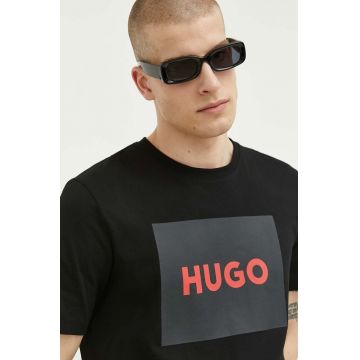 HUGO tricou din bumbac culoarea negru, cu imprimeu 50467952