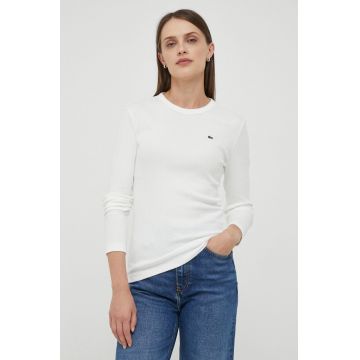 Lacoste longsleeve din bumbac culoarea alb