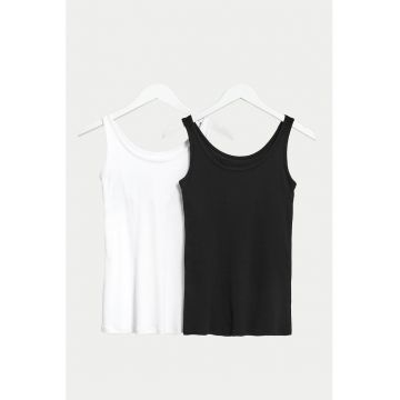Set de top-uri cu decolteu rotund- 2 piese