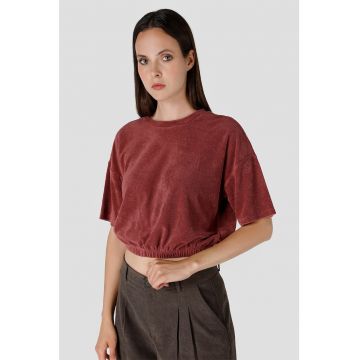Tricou crop cu maneci cazute