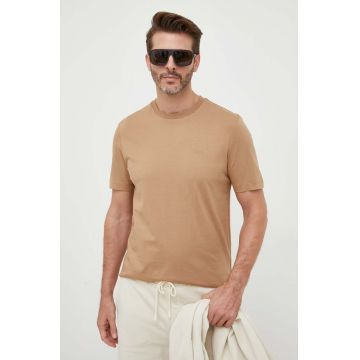 BOSS tricou din bumbac barbati, culoarea bej, neted, 50468347