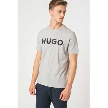 Tricou regular fit cu imprimeu logo cauciucat Dulivio