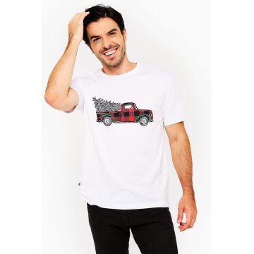 Tricou de bumbac cu imprimeu tematic de craciun Tricou de bumbac cu imprimeu tematic de craciun