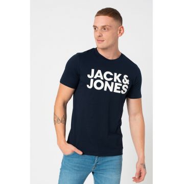 Tricou de bumbac organic cu detaliu cu imprimeu logo cauciucat