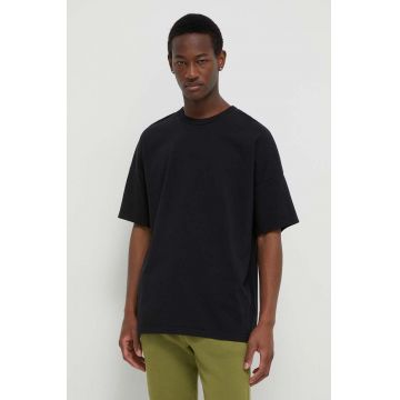 American Vintage tricou din bumbac barbati, culoarea negru, neted