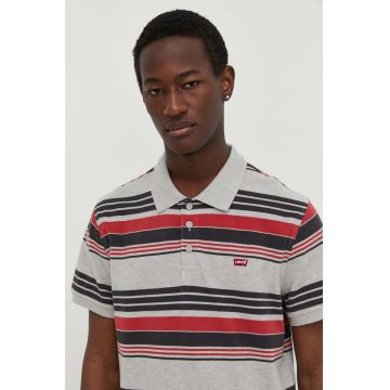 Levi's polo de bumbac culoarea gri, neted, 35883