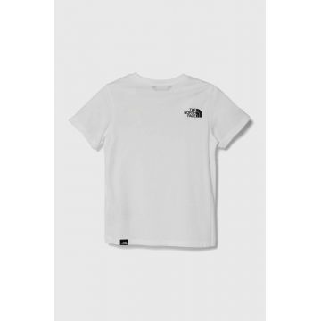 The North Face tricou copii SIMPLE DOME TEE culoarea alb, cu imprimeu